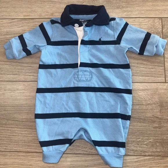 RALPH LAUREN | baby boy rugby stripe coverall - Picture 2 of 7